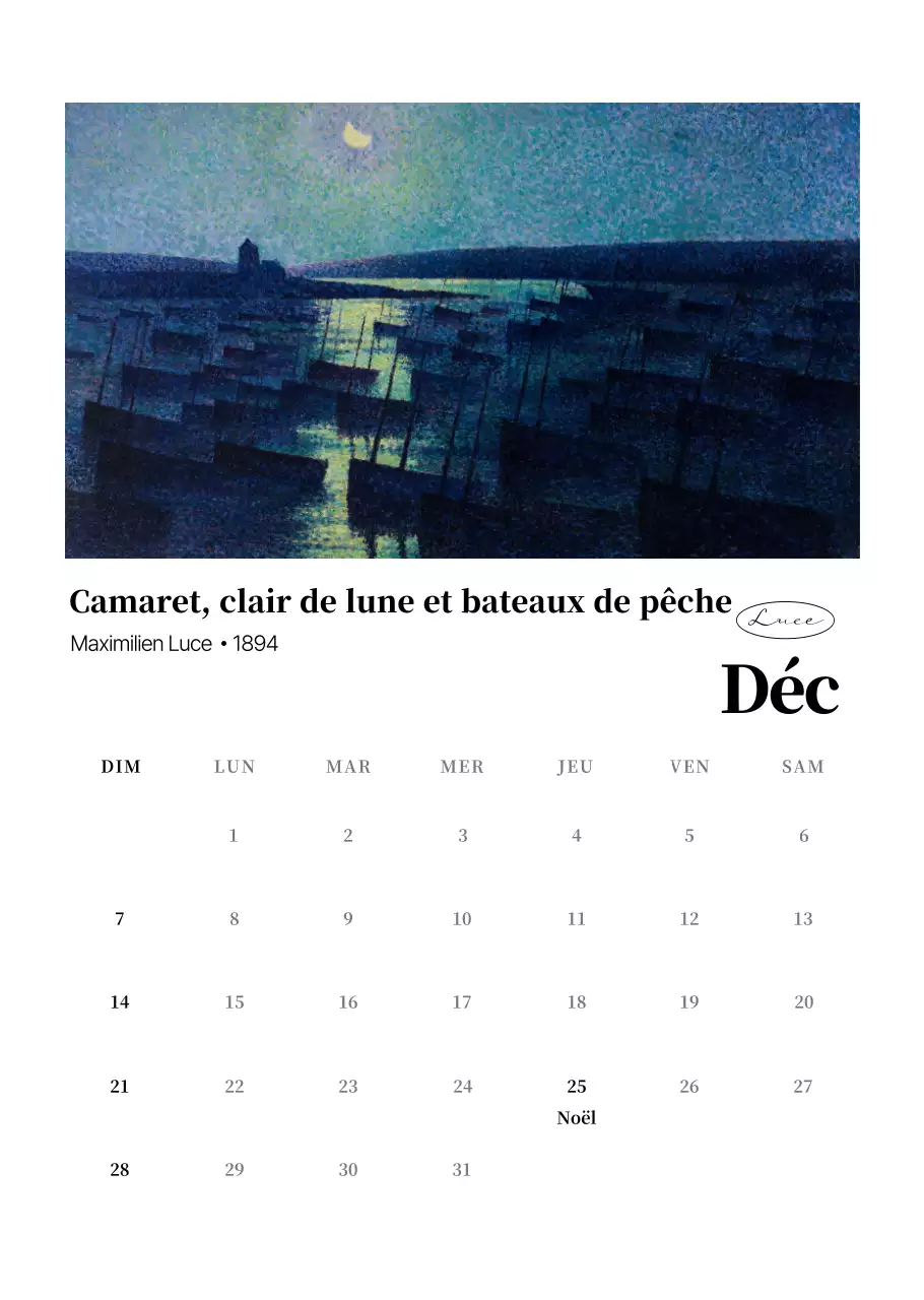 Calendrier de l'art classique