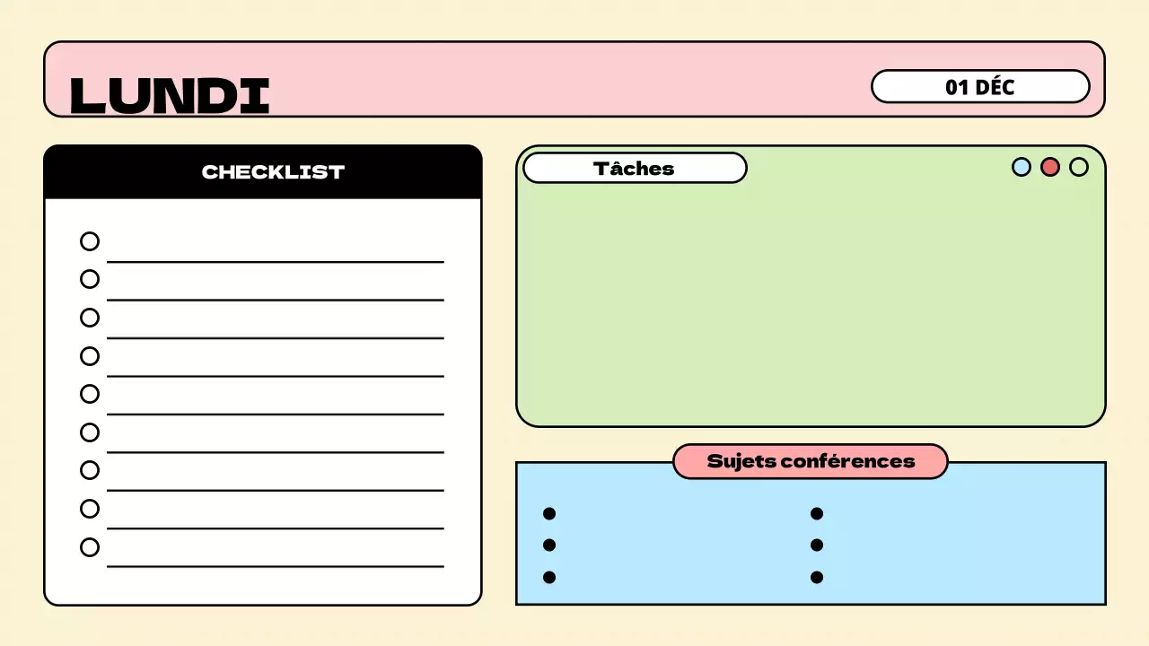 Présentation minimaliste de l'agenda de la classe aux couleurs pastel