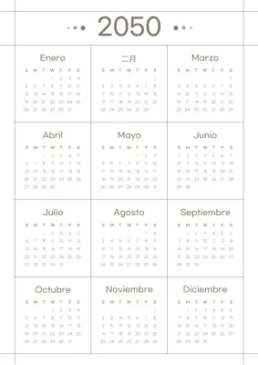 Calendario cuadriculado limpio en marrón y blanco