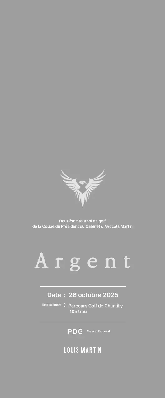 Plaque de tournoi de golf avec aigle