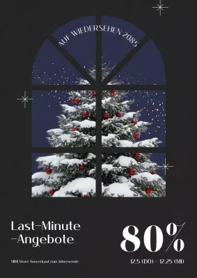 Werbung für ein einfaches Weihnachtsgeschäft in Schwarz und Weiß