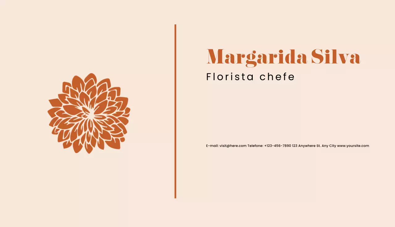 cartão de visita floral elegante bege