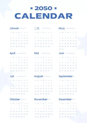 Kitschiger Sternenkalender in Blau und Hellblau