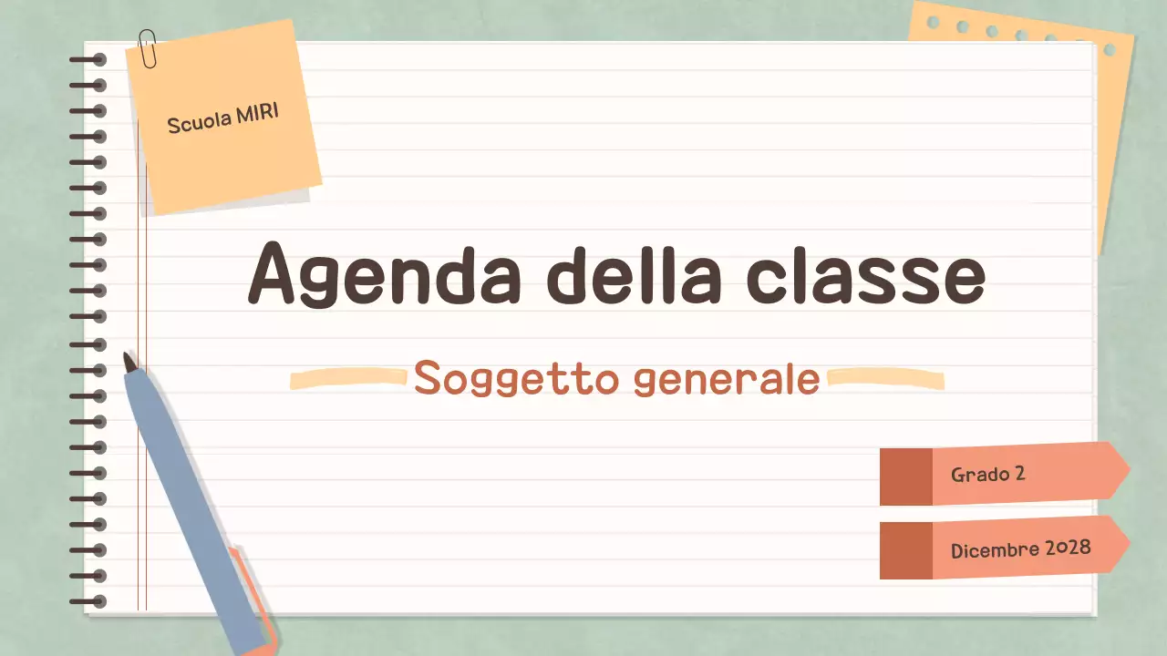 Quaderno a pastello semplice Agenda di classe per la scuola