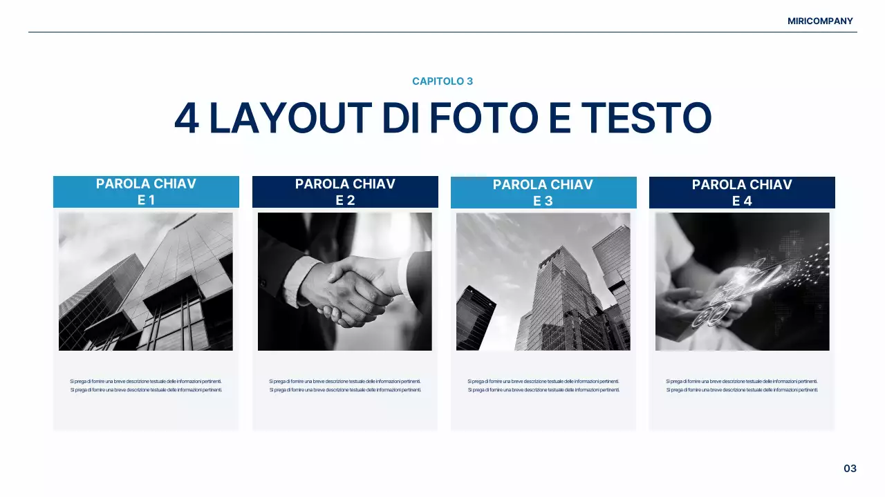 Un semplice piano aziendale globale in bianco e blu