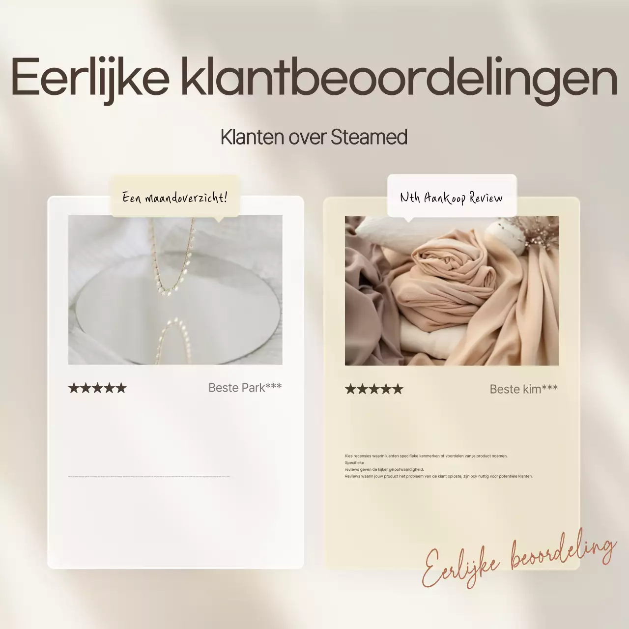Minimalistische merkbeoordelingssjabloon advertentie in beige