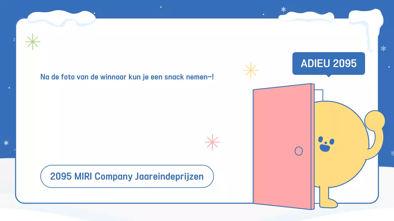 Een blauwe en roze aankondiging voor het eindejaarsevenement