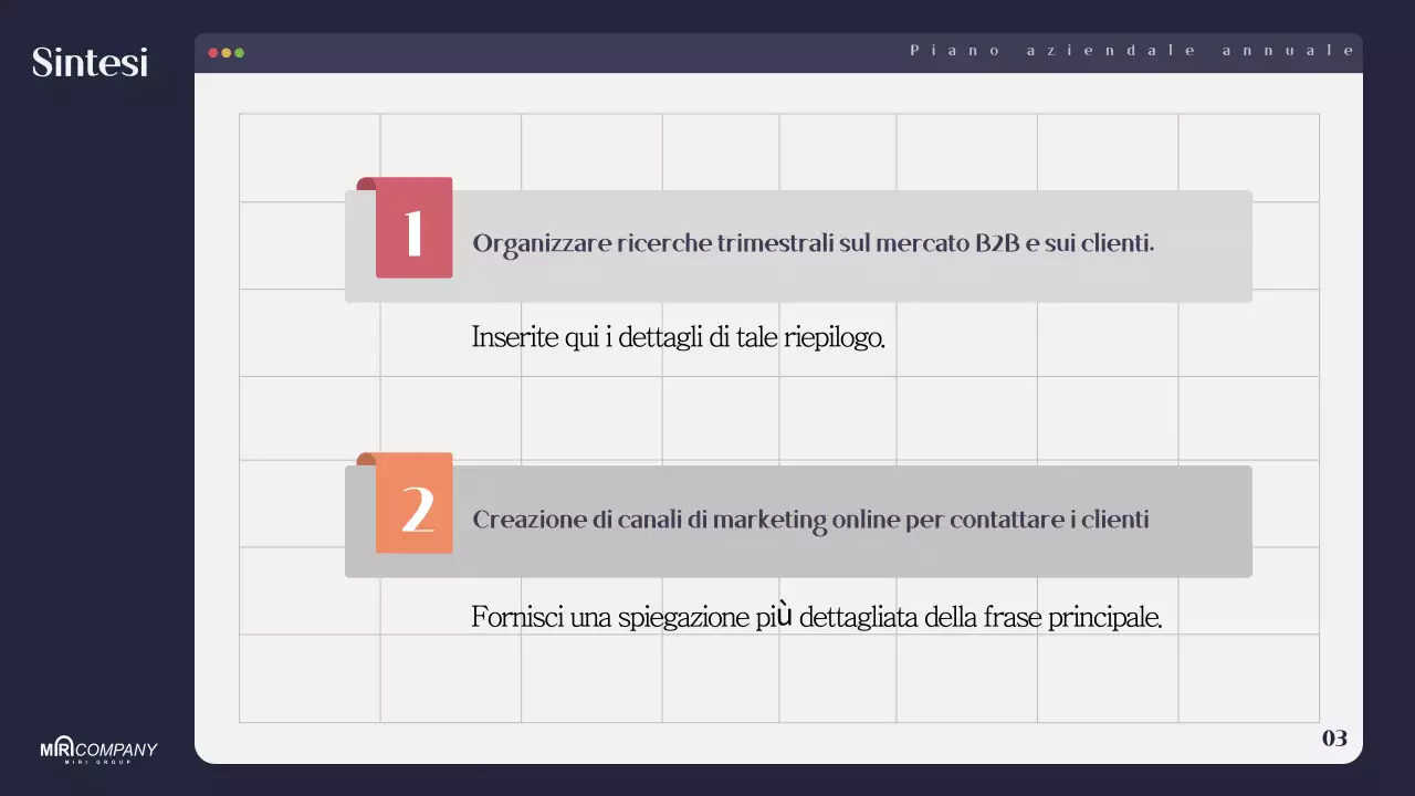 Pianificazione di un moderno business plan blu navy