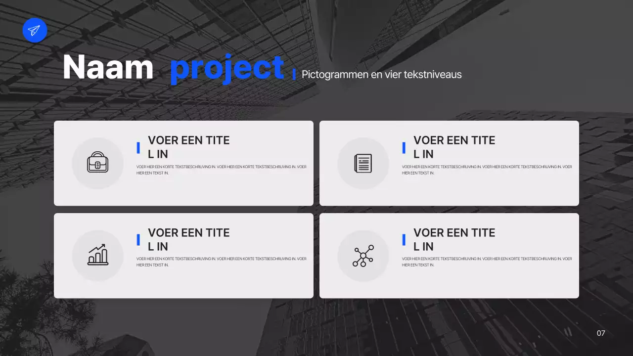 Een eenvoudig bedrijfsplan in wit en blauw