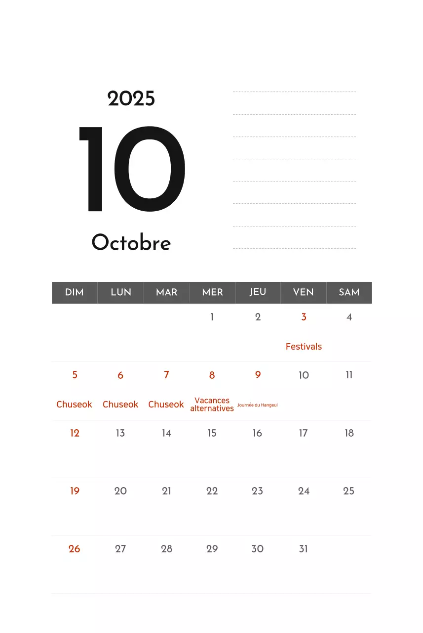 Calendrier d'entreprise simple et gris