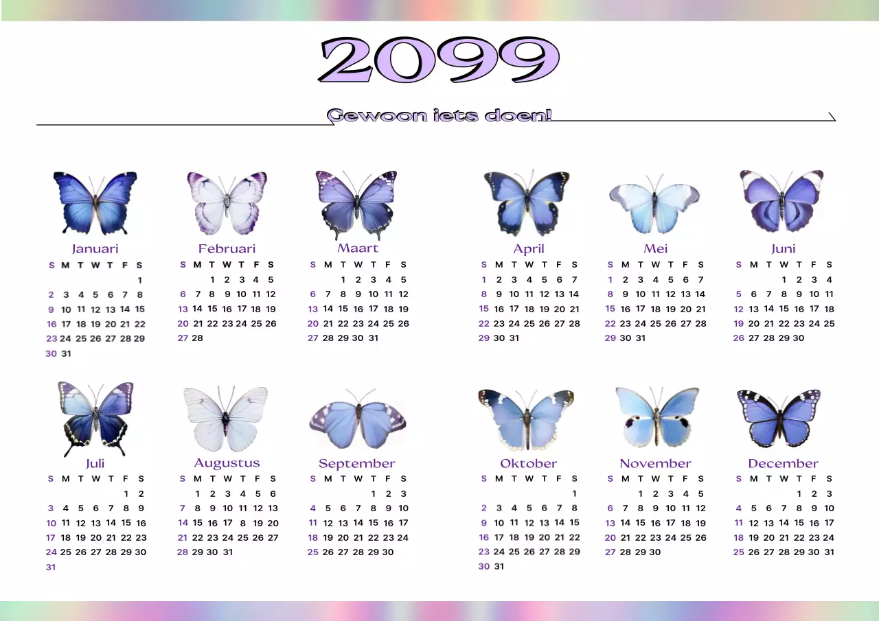 Mauve Eenvoudige Insecten 1 Jaar Kalender