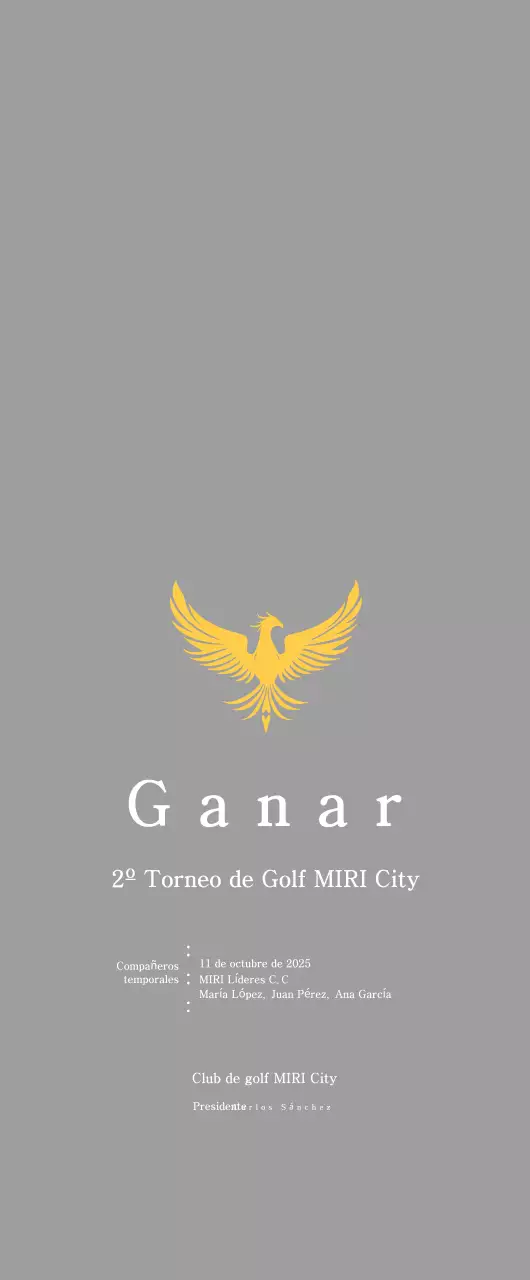 Trofeo clásico de torneo de golf con vistosa decoración de ave fénix