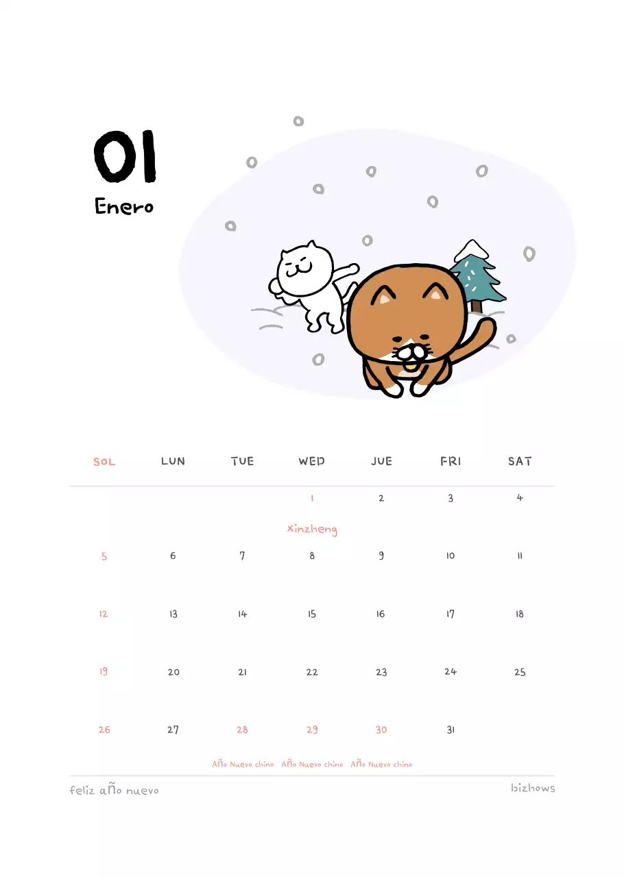 Calendario diario en marfil