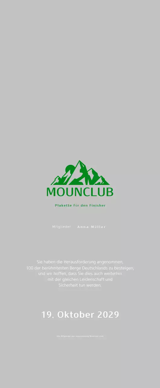 Grüne einfache Bergsteigerplakette