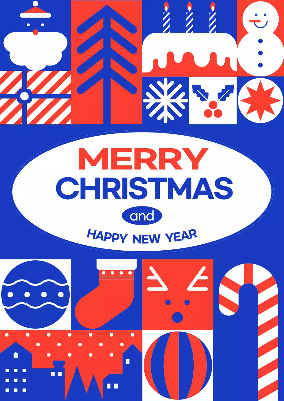 青 ポップ クリスマス ポスター