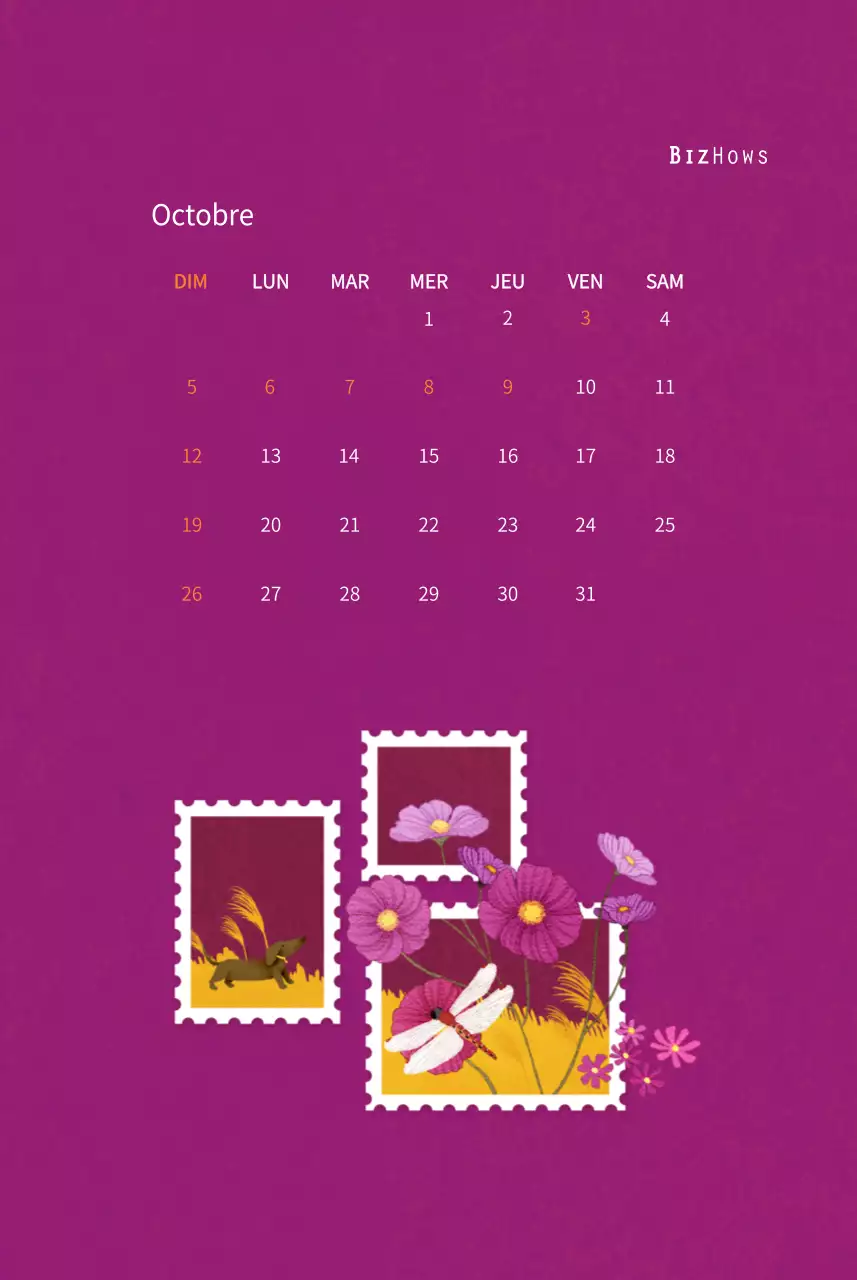 Calendrier du Nouvel An avec illustrations chaleureuses