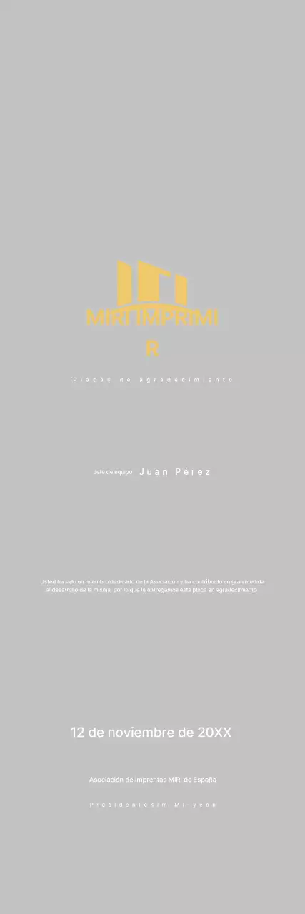 Placa de agradecimiento Gold Neat