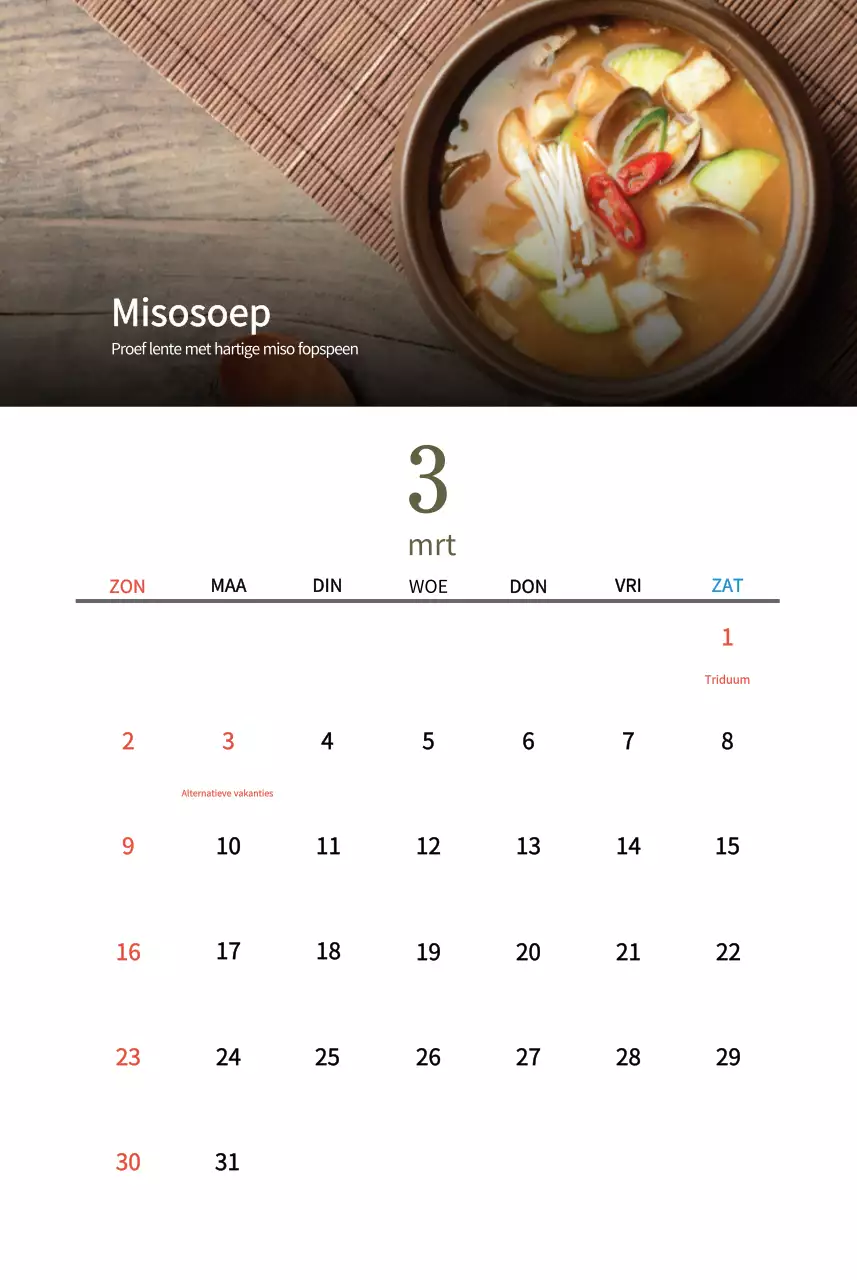 Traditioneel Koreaans restaurant concept kalender in beige
