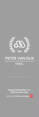 Nette golftrofee met laurierblad en bedrijfslogo