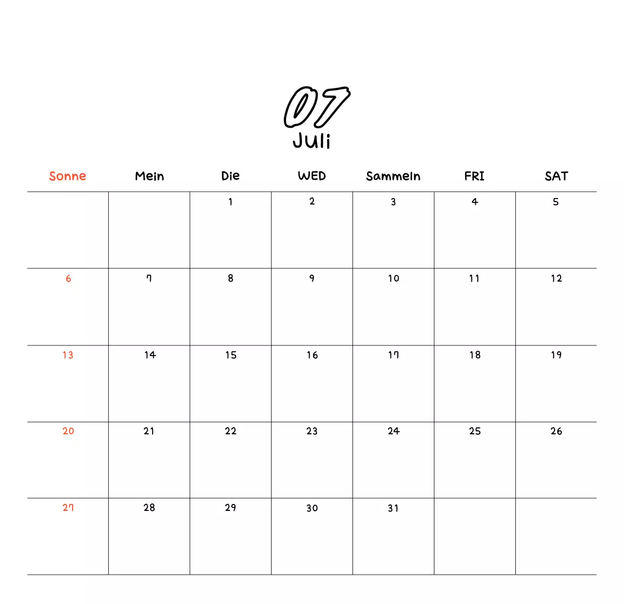 Weißer gemütlicher Neujahrskalender