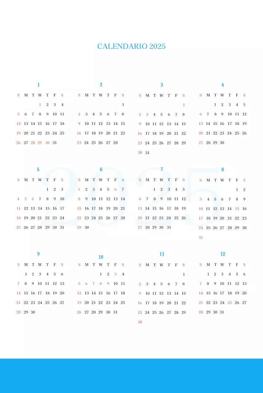 Calendario ecclesiastico blu di concezione moderna