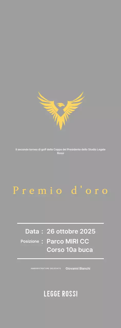 Placca per il torneo di golf con aquila