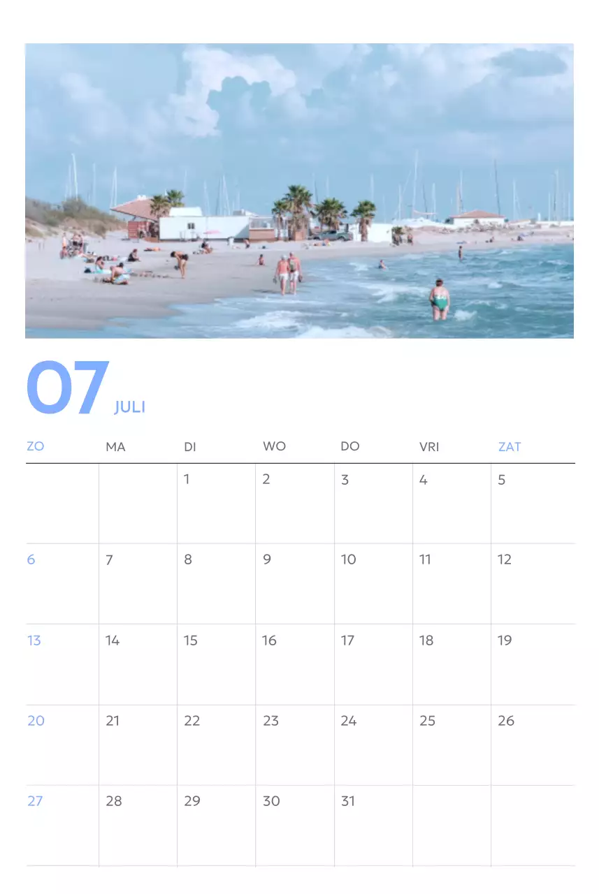 Photo goal tracker kalender met een vleugje blauw