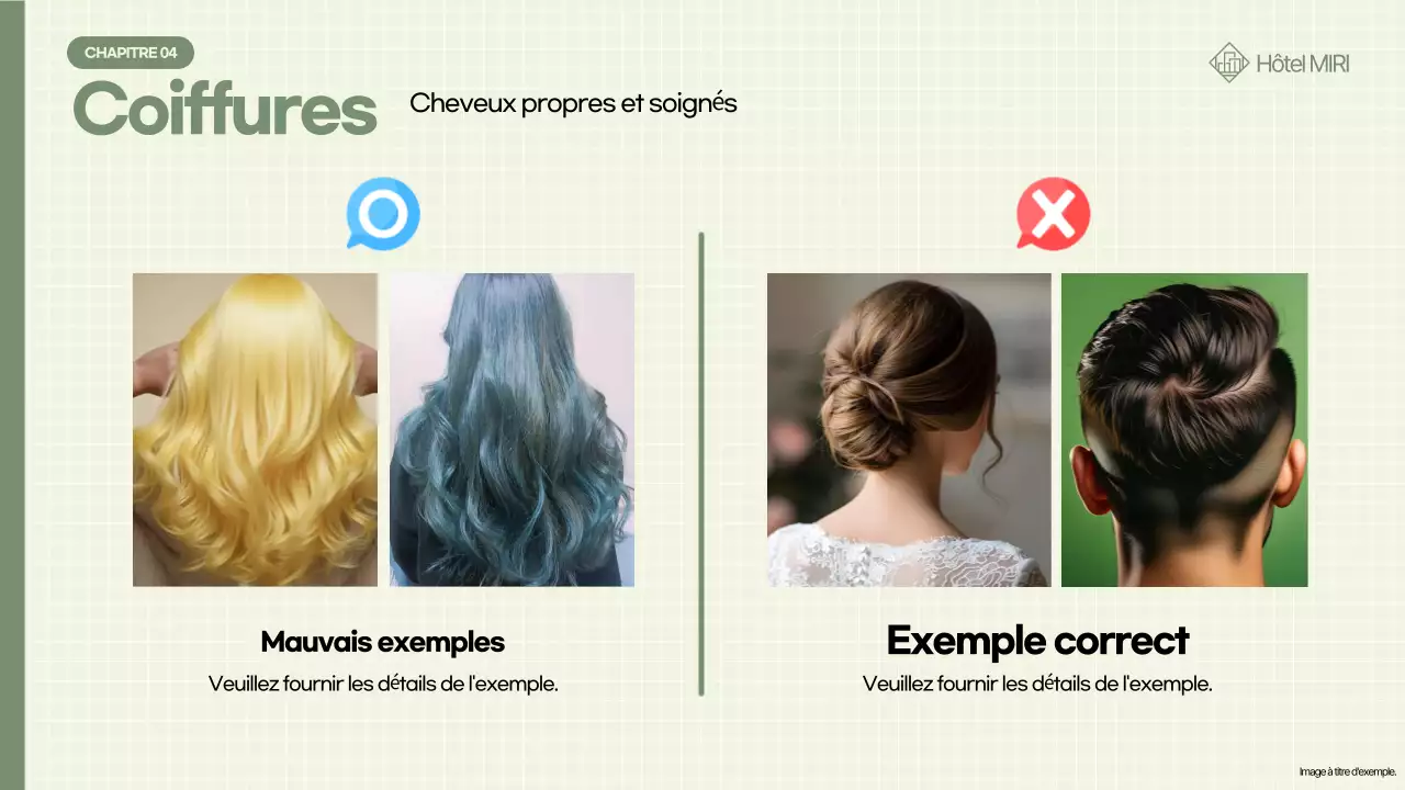 Formation du personnel au code vestimentaire kaki propre et soigné