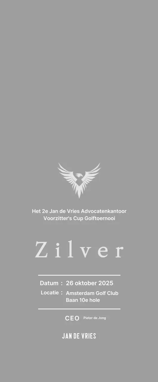 Nette golftoernooi plaquette met een adelaar