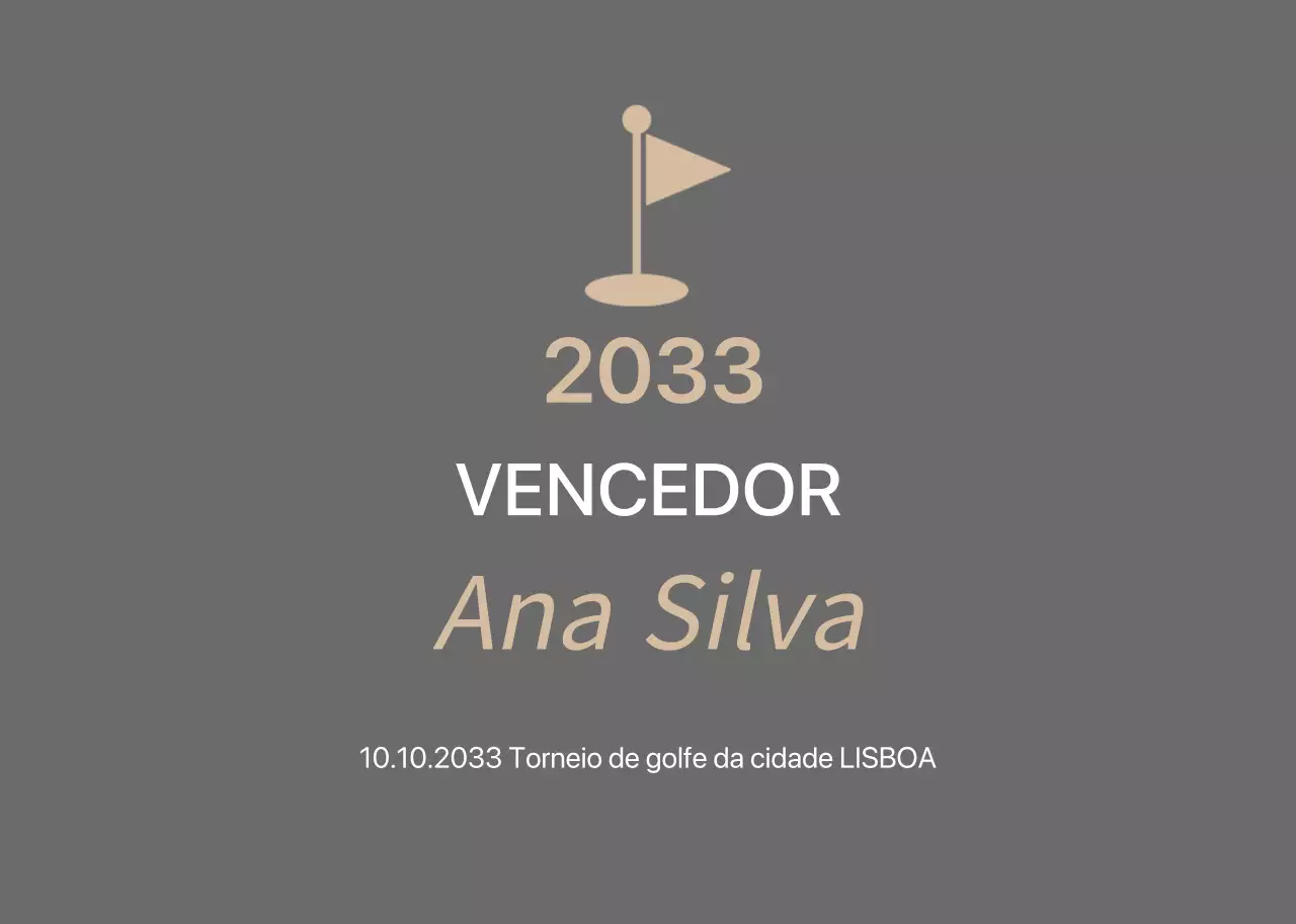 Placa de torneio de golfe elegante