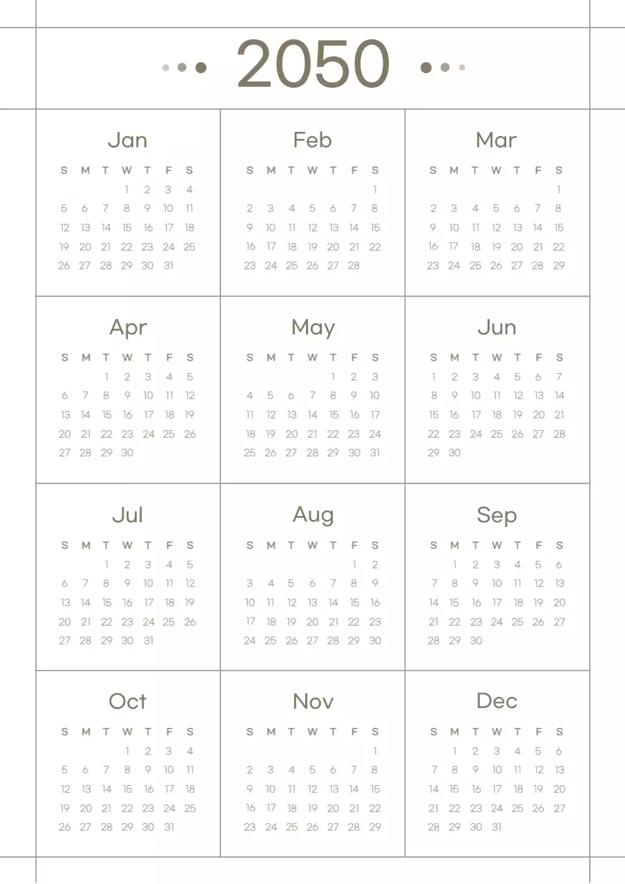 Poster Lịch Tối Giản Màu Trắng