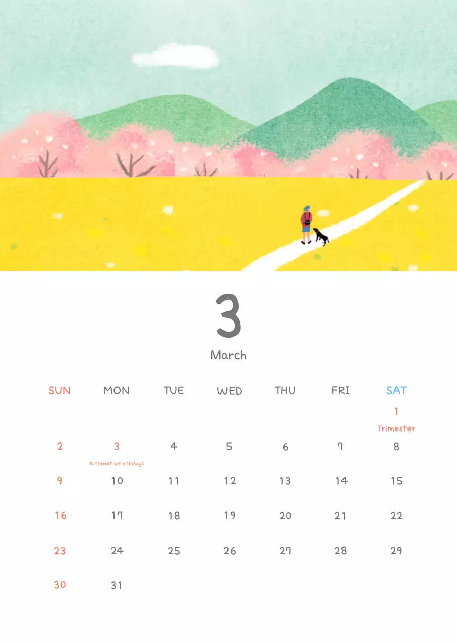 Kalender lucu dengan ilustrasi yang menggemaskan