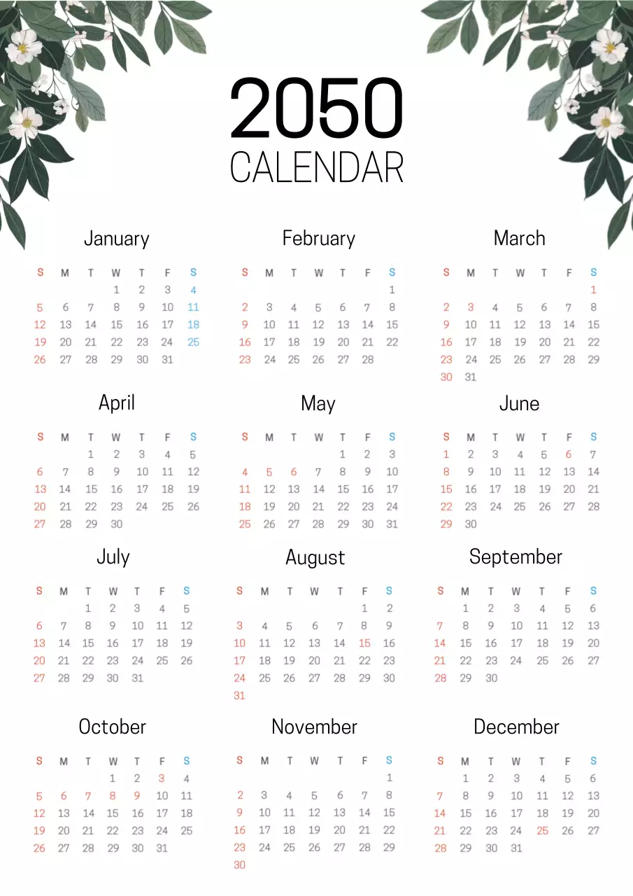 Poster Lịch Tối Giản Màu Trắng