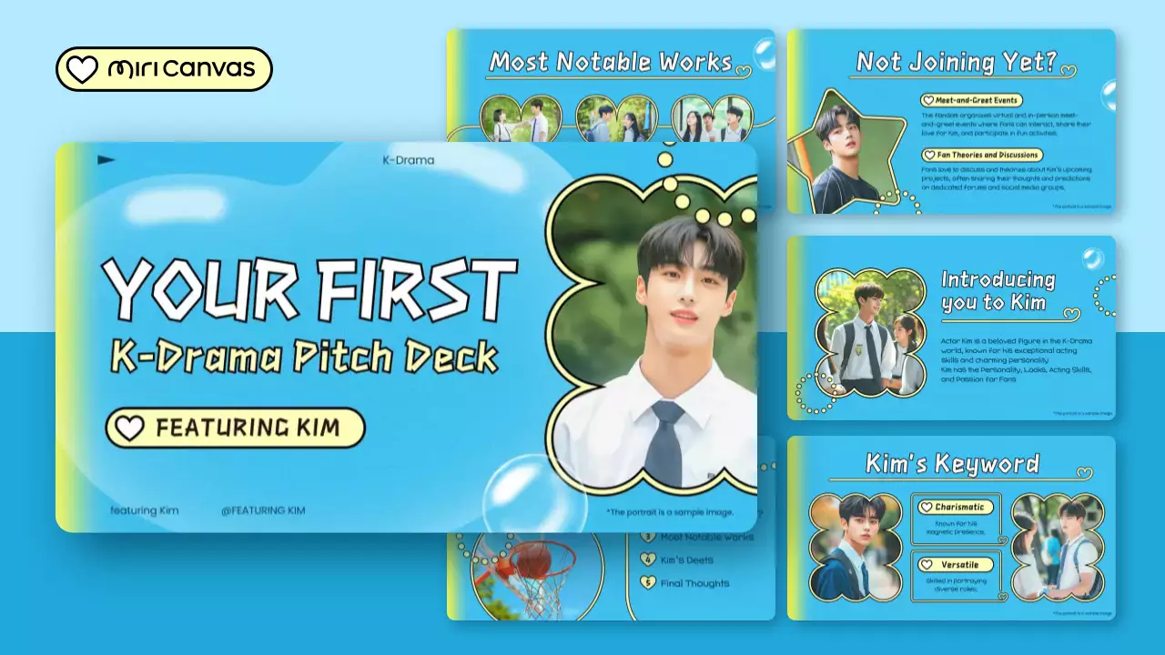 blau trendy K-drama pitch deck