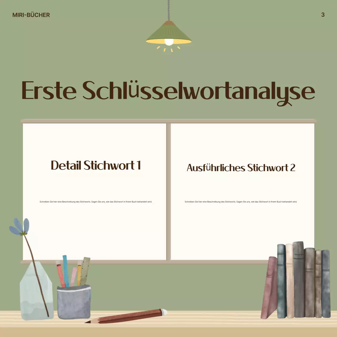 Eine saubere Buchzusammenfassung in khaki und beige