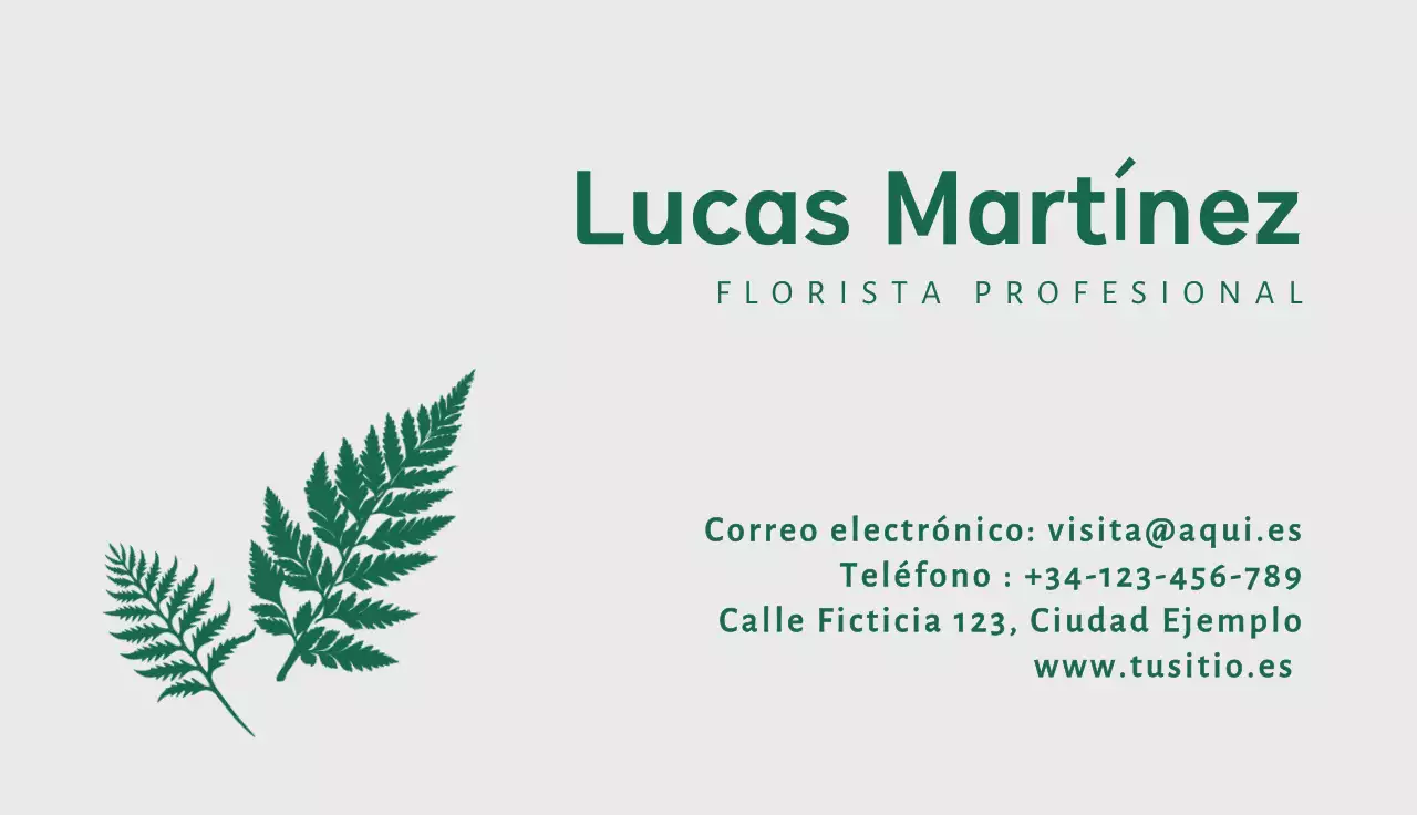 tarjeta verde de florista minimalista