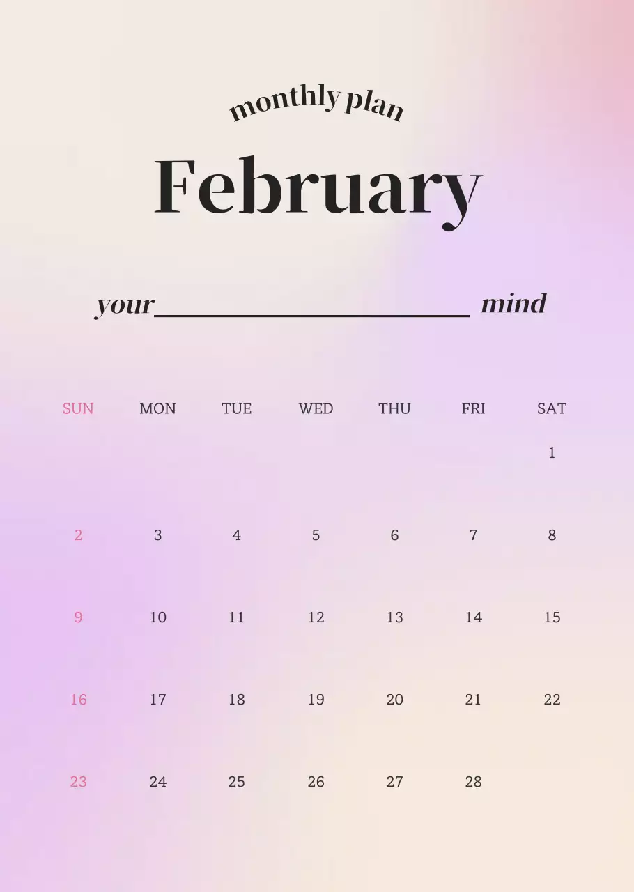 그라데이션 미니멀 캘린더 디자인