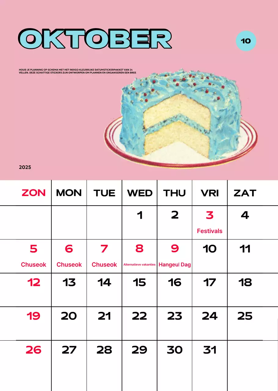 Kleurrijke kalenders met verschillende retro-illustraties