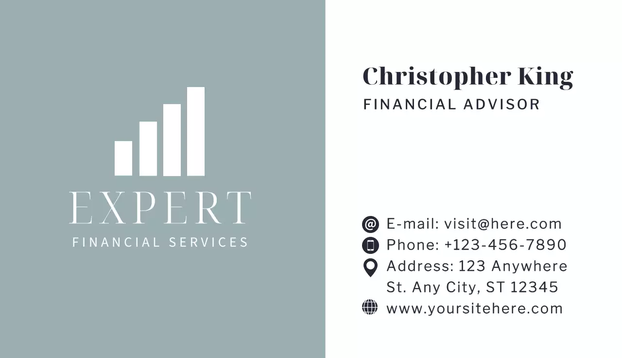Grey Minimal Financial Business Card