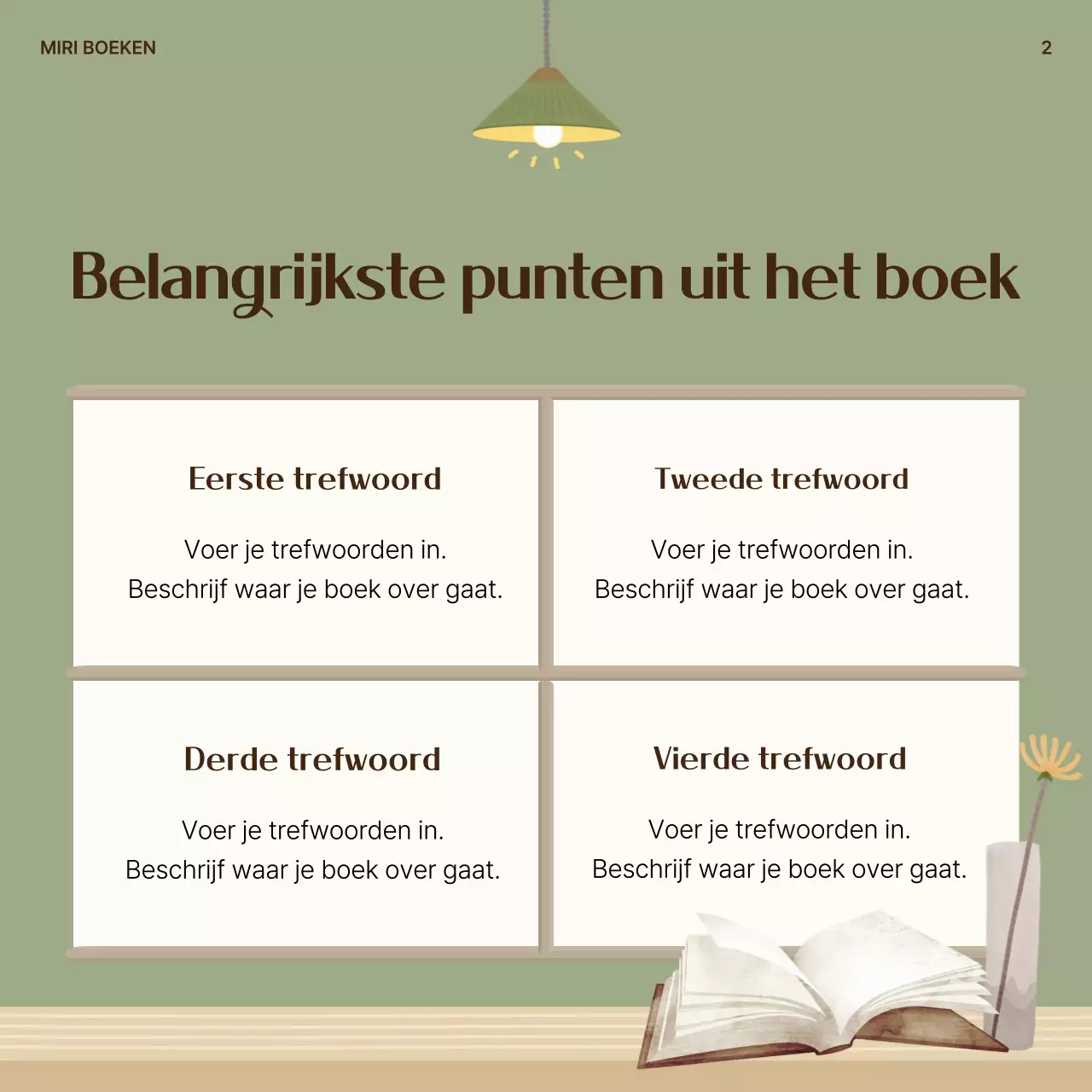 Een schoon boek samenvatting post in kaki en beige