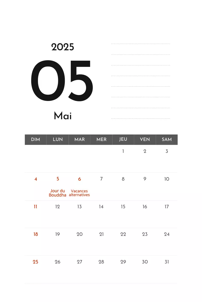 Calendrier d'entreprise simple et gris