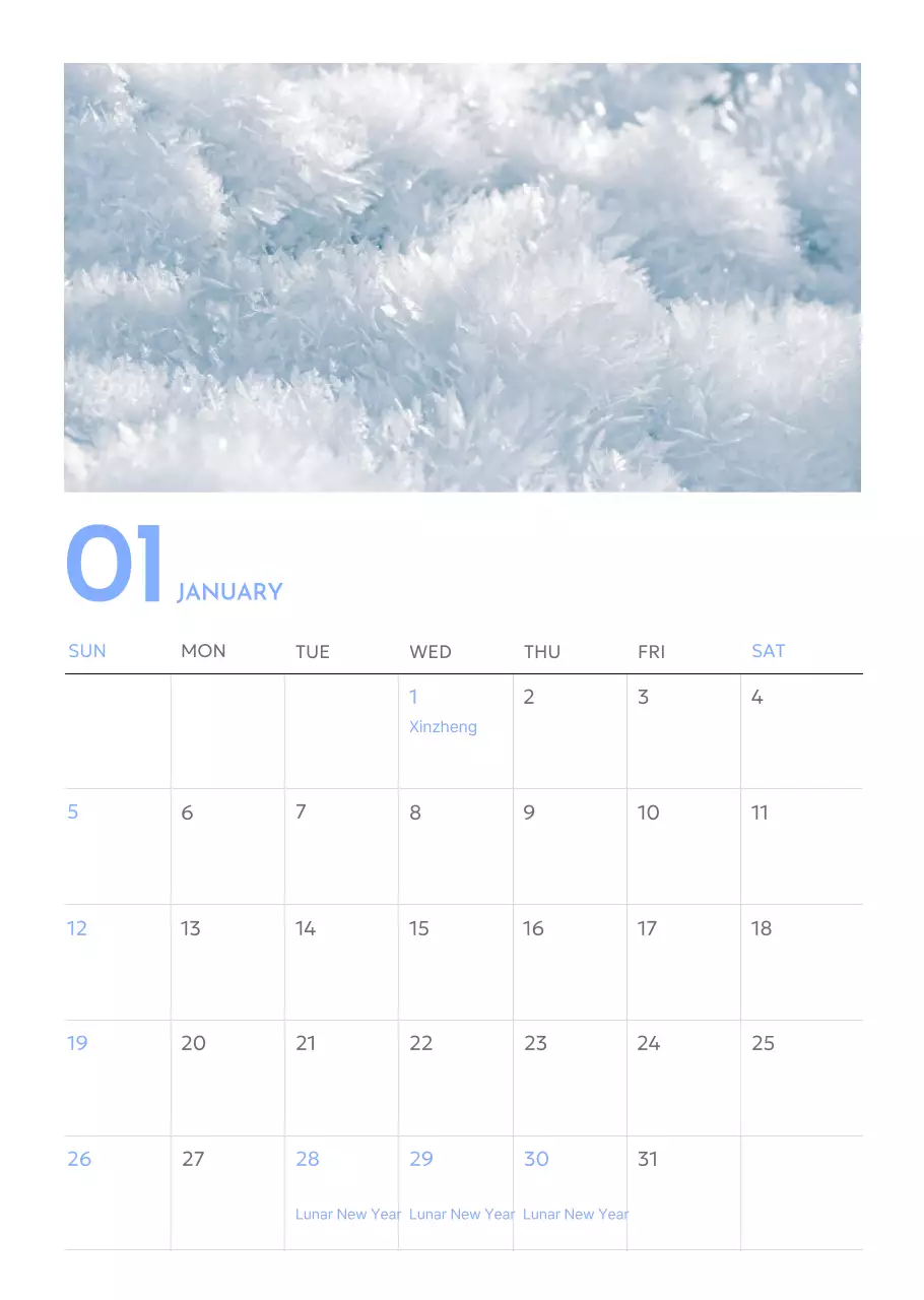 Kalender pelacak sasaran foto dengan percikan warna biru