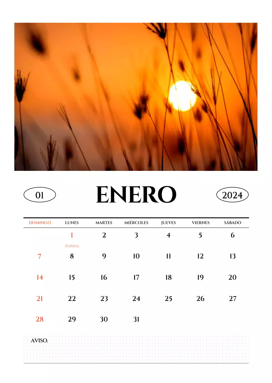 Calendario de pared de estilo sencillo con concepto de fotografía de viajes emocional en blanco y negro