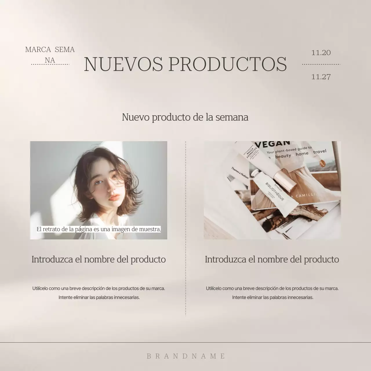 Anuncio sencillo de marketing de marca en beige