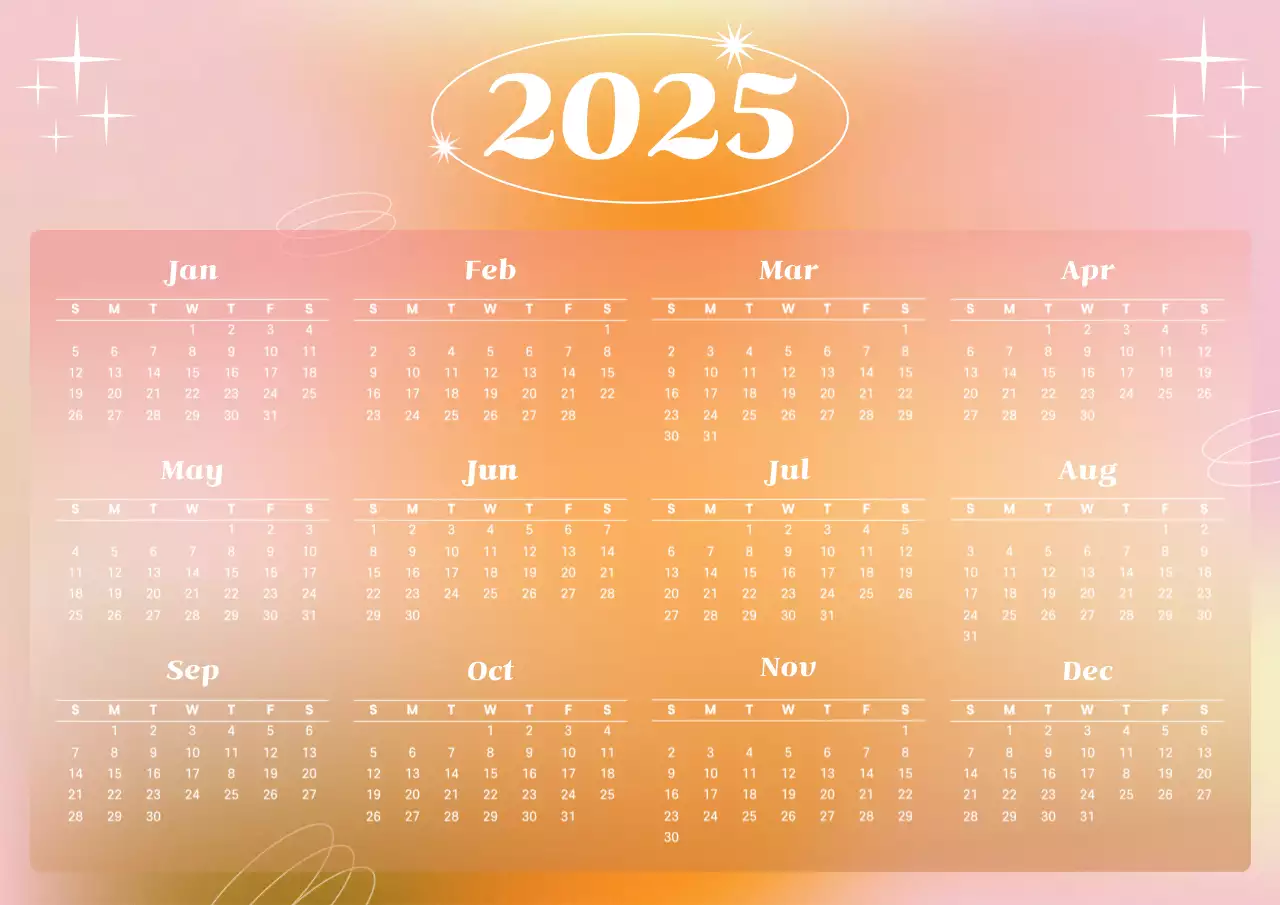 주황의 세련되고 심플한 1년 달력