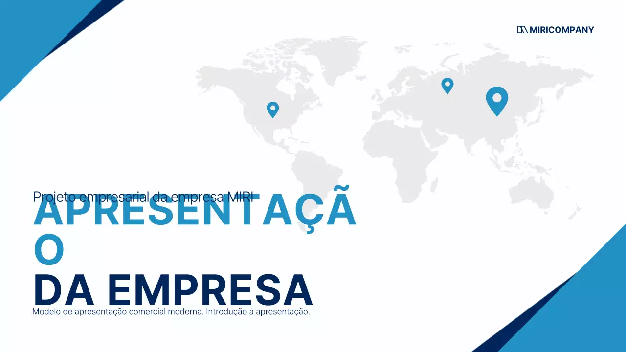 Um plano de negócios global simples em branco e azul