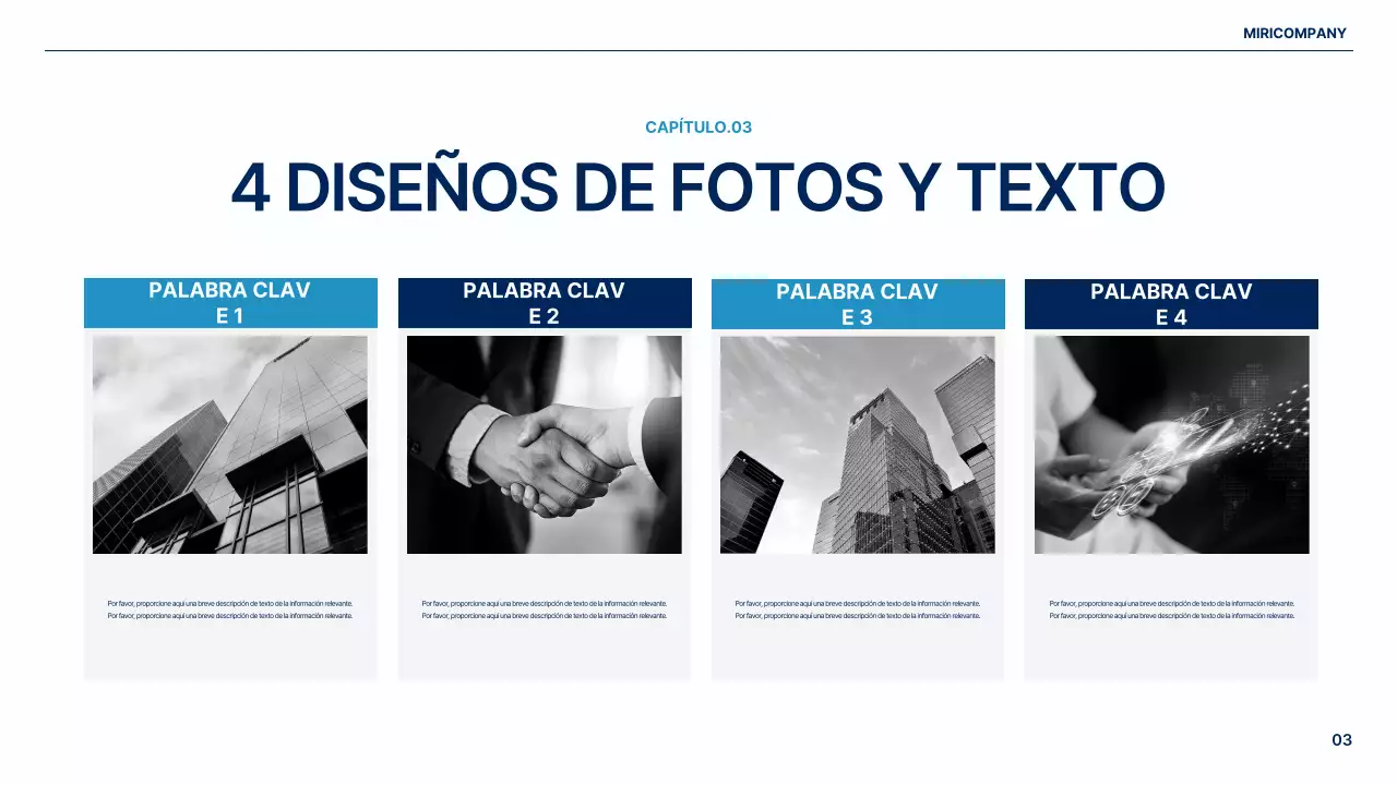 Un sencillo plan de negocio global en blanco y azul