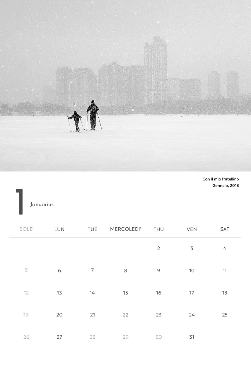 Un calendario fotografico dall'atmosfera pulita e urbana
