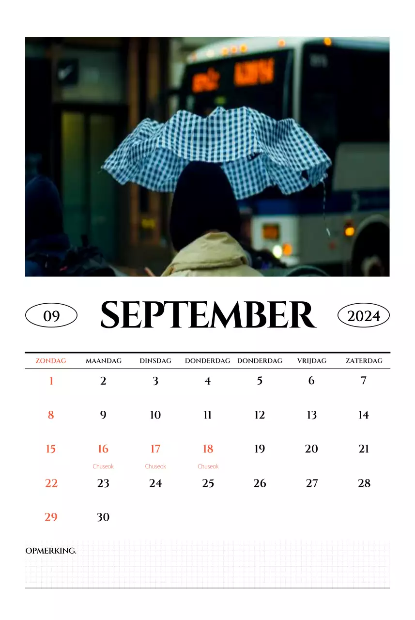 Eenvoudige stijl muurkalender met zwart-wit emotionele reisfotografie concept