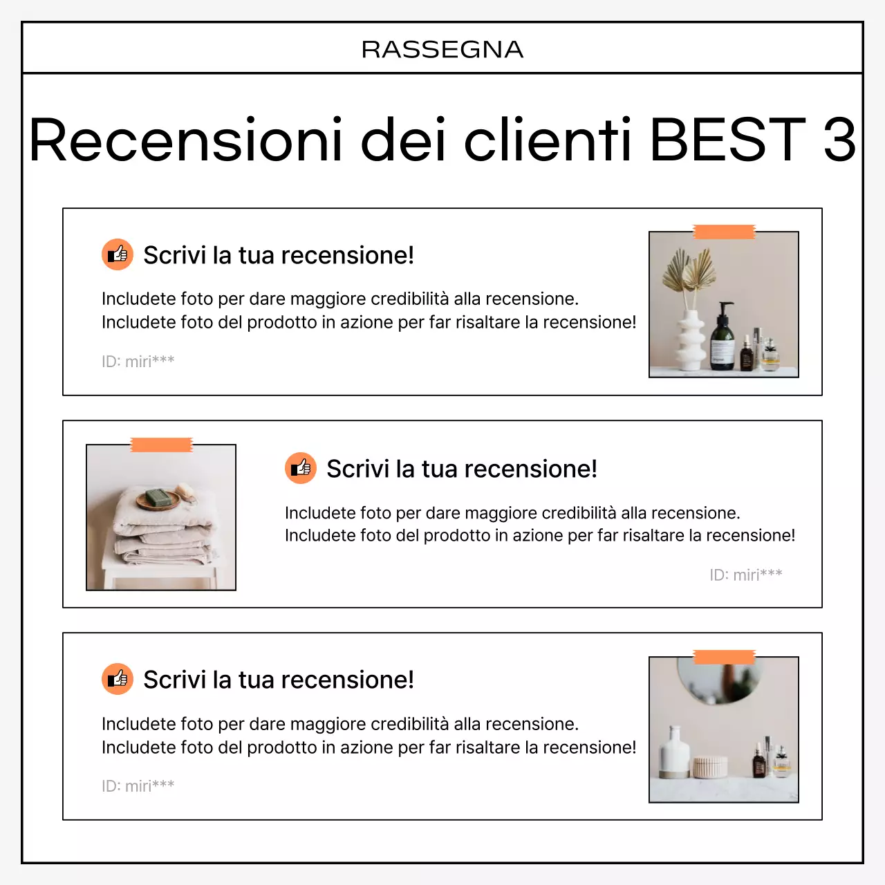 Una collezione kitsch di recensioni in arancione e nero